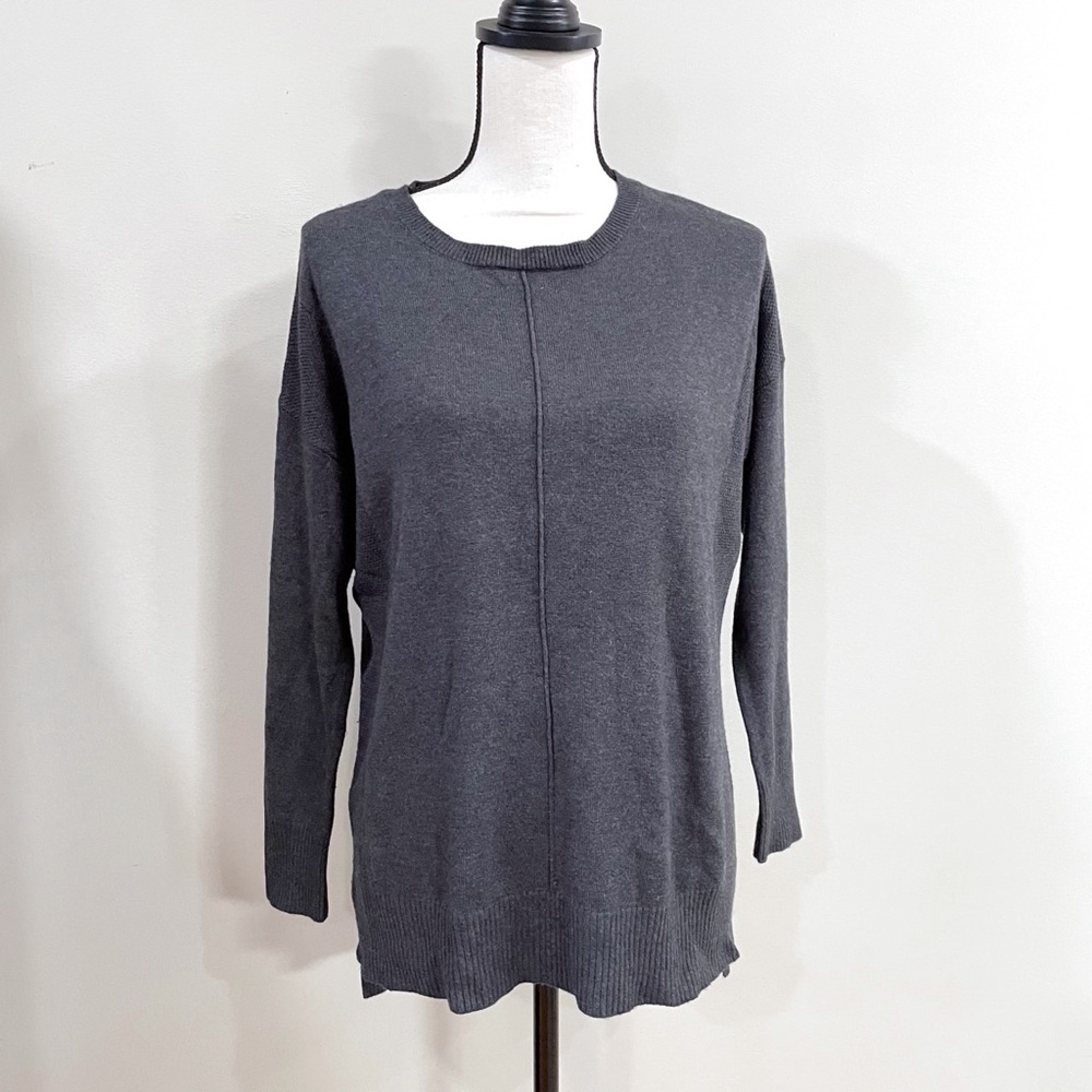 Magaschoni Gray Knit Sweater Luxury Designer Pullover Crewneck, Women Small